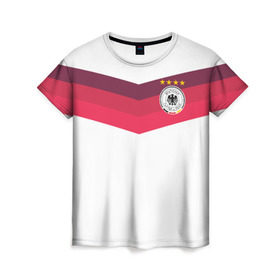 Женская футболка 3D с принтом Сборная Германии по футболу в Екатеринбурге, 100% полиэфир ( синтетическое хлопкоподобное полотно) | прямой крой, круглый вырез горловины, длина до линии бедер | germany