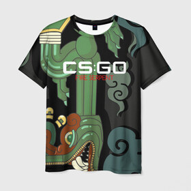 Мужская футболка 3D с принтом cs:go - Fire Serpent (Огненный змей) в Екатеринбурге, 100% полиэфир | прямой крой, круглый вырез горловины, длина до линии бедер | Тематика изображения на принте: cs | csgo | fire | go | serpent огненный | змей | кс