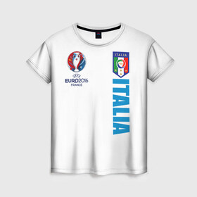 Женская футболка 3D с принтом Евро 2016 в Екатеринбурге, 100% полиэфир ( синтетическое хлопкоподобное полотно) | прямой крой, круглый вырез горловины, длина до линии бедер | евро