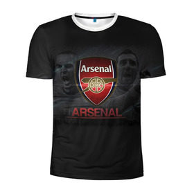 Мужская футболка 3D спортивная с принтом Arsenal. Fly Emirates в Екатеринбурге, 100% полиэстер с улучшенными характеристиками | приталенный силуэт, круглая горловина, широкие плечи, сужается к линии бедра | арсенал