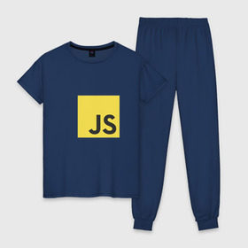 Женская пижама хлопок с принтом JS return true (black) в Екатеринбурге, 100% хлопок | брюки и футболка прямого кроя, без карманов, на брюках мягкая резинка на поясе и по низу штанин | javascript | js | программист