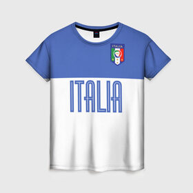 Женская футболка 3D с принтом Сборная Италии по футболу в Екатеринбурге, 100% полиэфир ( синтетическое хлопкоподобное полотно) | прямой крой, круглый вырез горловины, длина до линии бедер | европы | италия