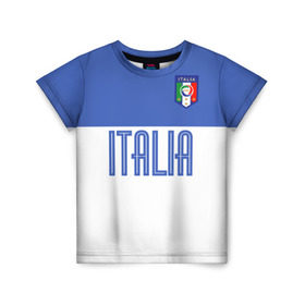 Детская футболка 3D с принтом Сборная Италии по футболу в Екатеринбурге, 100% гипоаллергенный полиэфир | прямой крой, круглый вырез горловины, длина до линии бедер, чуть спущенное плечо, ткань немного тянется | европы | италия