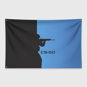Флаг-баннер с принтом CSGO Силуэт в Екатеринбурге, 100% полиэстер | размер 67 х 109 см, плотность ткани — 95 г/м2; по краям флага есть четыре люверса для крепления | cs | cs go | csgo | go | го | контр страйк | контра | кс | кс го | ксго | спецназ | террористы