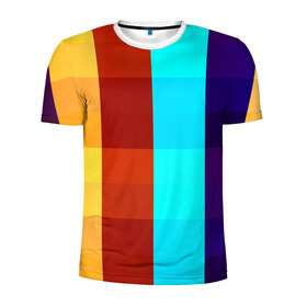 Мужская футболка 3D спортивная с принтом Цветные кубики в Екатеринбурге, 100% полиэстер с улучшенными характеристиками | приталенный силуэт, круглая горловина, широкие плечи, сужается к линии бедра | квадраты | плитка | разноцветные