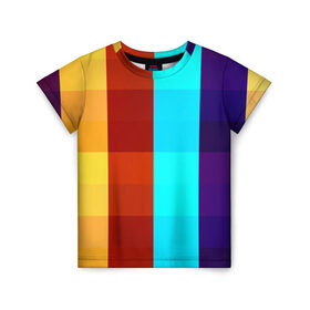Детская футболка 3D с принтом Цветные кубики в Екатеринбурге, 100% гипоаллергенный полиэфир | прямой крой, круглый вырез горловины, длина до линии бедер, чуть спущенное плечо, ткань немного тянется | квадраты | плитка | разноцветные