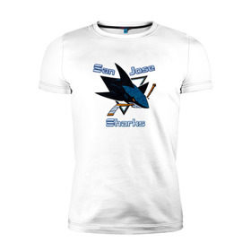Мужская футболка премиум с принтом San Jose Sharks hockey в Екатеринбурге, 92% хлопок, 8% лайкра | приталенный силуэт, круглый вырез ворота, длина до линии бедра, короткий рукав | nhl | san jose sharks | спорт | хоккей