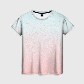 Женская футболка 3D с принтом Pink Blue Gradient в Екатеринбурге, 100% полиэфир ( синтетическое хлопкоподобное полотно) | прямой крой, круглый вырез горловины, длина до линии бедер | blu | gradient | pink | голубое | градиент | розовое