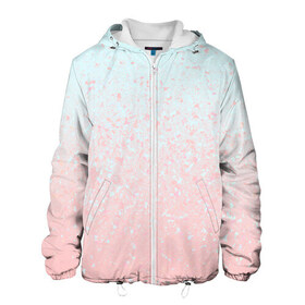 Мужская куртка 3D с принтом Pink Blue Gradient в Екатеринбурге, ткань верха — 100% полиэстер, подклад — флис | прямой крой, подол и капюшон оформлены резинкой с фиксаторами, два кармана без застежек по бокам, один большой потайной карман на груди. Карман на груди застегивается на липучку | blu | gradient | pink | голубое | градиент | розовое