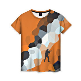 Женская футболка 3D с принтом CS GO Asiimov camouflage в Екатеринбурге, 100% полиэфир ( синтетическое хлопкоподобное полотно) | прямой крой, круглый вырез горловины, длина до линии бедер | counter strike | камуфляж