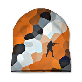 Шапка 3D с принтом CS GO Asiimov camouflage в Екатеринбурге, 100% полиэстер | универсальный размер, печать по всей поверхности изделия | counter strike | камуфляж