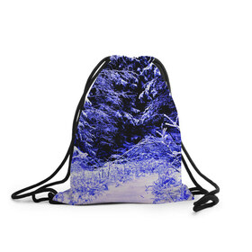 Рюкзак-мешок 3D с принтом Лес в Екатеринбурге, 100% полиэстер | плотность ткани — 200 г/м2, размер — 35 х 45 см; лямки — толстые шнурки, застежка на шнуровке, без карманов и подкладки | ёлка | ель | зима | природа | снег | снежный | фиолетовый