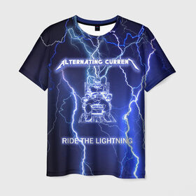 Мужская футболка 3D с принтом Metallica - Ride the Lightning в Екатеринбурге, 100% полиэфир | прямой крой, круглый вырез горловины, длина до линии бедер | album | metal | metallica | ride the lightning | rock | альбом | метал | металлика | молния | рок