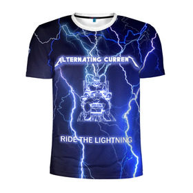 Мужская футболка 3D спортивная с принтом Metallica - Ride the Lightning в Екатеринбурге, 100% полиэстер с улучшенными характеристиками | приталенный силуэт, круглая горловина, широкие плечи, сужается к линии бедра | album | metal | metallica | ride the lightning | rock | альбом | метал | металлика | молния | рок