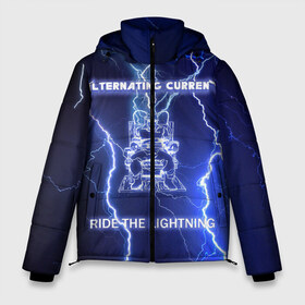 Мужская зимняя куртка 3D с принтом Metallica - Ride the Lightning в Екатеринбурге, верх — 100% полиэстер; подкладка — 100% полиэстер; утеплитель — 100% полиэстер | длина ниже бедра, свободный силуэт Оверсайз. Есть воротник-стойка, отстегивающийся капюшон и ветрозащитная планка. 

Боковые карманы с листочкой на кнопках и внутренний карман на молнии. | album | metal | metallica | ride the lightning | rock | альбом | метал | металлика | молния | рок