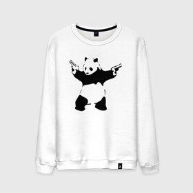 Мужской свитшот хлопок с принтом Panda & Guns в Екатеринбурге, 100% хлопок |  | panda | крутой | оружие | панда | пистолет | револьвер | рисунок