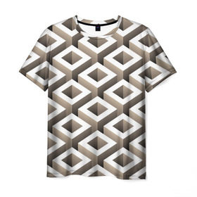 Мужская футболка 3D с принтом Геометрический рисунок в Екатеринбурге, 100% полиэфир | прямой крой, круглый вырез горловины, длина до линии бедер | abstraction | art | drawing | geometric | абстракция | арт | геометрический | искусство | рисунок