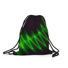 Рюкзак-мешок 3D с принтом Молния в Екатеринбурге, 100% полиэстер | плотность ткани — 200 г/м2, размер — 35 х 45 см; лямки — толстые шнурки, застежка на шнуровке, без карманов и подкладки | волна | зеленый | темный