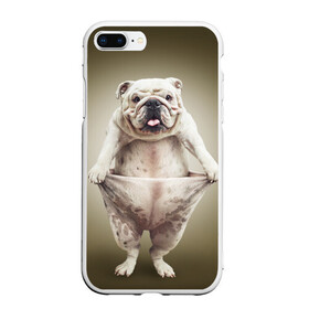 Чехол для iPhone 7Plus/8 Plus матовый с принтом Бульдог английский в Екатеринбурге, Силикон | Область печати: задняя сторона чехла, без боковых панелей | animals | breed | dog | english bulldog | funny | joke | pants | surrealism | бульдог английский | животное | порода | прикол | собака | сюрреализм | шутка