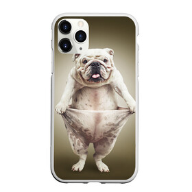 Чехол для iPhone 11 Pro матовый с принтом Бульдог английский в Екатеринбурге, Силикон |  | Тематика изображения на принте: animals | breed | dog | english bulldog | funny | joke | pants | surrealism | бульдог английский | животное | порода | прикол | собака | сюрреализм | шутка