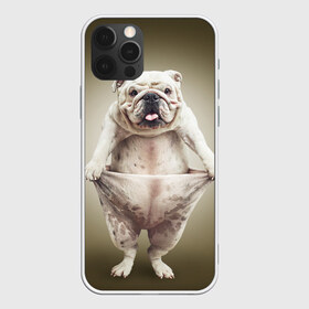Чехол для iPhone 12 Pro Max с принтом Бульдог английский в Екатеринбурге, Силикон |  | Тематика изображения на принте: animals | breed | dog | english bulldog | funny | joke | pants | surrealism | бульдог английский | животное | порода | прикол | собака | сюрреализм | шутка