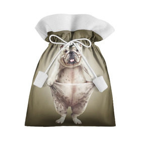 Подарочный 3D мешок с принтом Бульдог английский в Екатеринбурге, 100% полиэстер | Размер: 29*39 см | Тематика изображения на принте: animals | breed | dog | english bulldog | funny | joke | pants | surrealism | бульдог английский | животное | порода | прикол | собака | сюрреализм | шутка