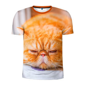 Мужская футболка 3D спортивная с принтом Рыжий кот в Екатеринбурге, 100% полиэстер с улучшенными характеристиками | приталенный силуэт, круглая горловина, широкие плечи, сужается к линии бедра | кот | кошка | милая | рыжий