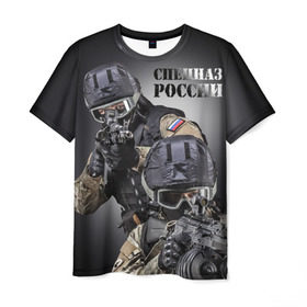 Мужская футболка 3D с принтом Спецназ России в Екатеринбурге, 100% полиэфир | прямой крой, круглый вырез горловины, длина до линии бедер | отряд | рф | специального назначения