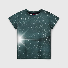 Детская футболка 3D с принтом Звездное небо 2 в Екатеринбурге, 100% гипоаллергенный полиэфир | прямой крой, круглый вырез горловины, длина до линии бедер, чуть спущенное плечо, ткань немного тянется | Тематика изображения на принте: звездное | звезды | космом | небо