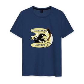 Мужская футболка хлопок с принтом Pittsburgh Penguins team в Екатеринбурге, 100% хлопок | прямой крой, круглый вырез горловины, длина до линии бедер, слегка спущенное плечо. | спорт | хоккей