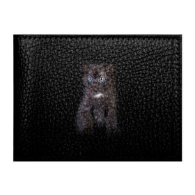 Обложка для студенческого билета с принтом Чёрный котёнок в Екатеринбурге, натуральная кожа | Размер: 11*8 см; Печать на всей внешней стороне | киска | кот | кошка