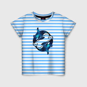 Детская футболка 3D с принтом Космические косатки в Екатеринбурге, 100% гипоаллергенный полиэфир | прямой крой, круглый вырез горловины, длина до линии бедер, чуть спущенное плечо, ткань немного тянется | orca | sea | whale | галактика | звезды | кит | косатка | космос | море | океан