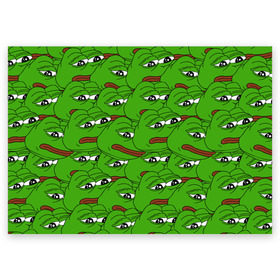 Поздравительная открытка с принтом Sad frogs в Екатеринбурге, 100% бумага | плотность бумаги 280 г/м2, матовая, на обратной стороне линовка и место для марки
 | frog | грустная | жаба | мем | мемы