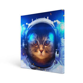 Холст квадратный с принтом Кот космонавт в Екатеринбурге, 100% ПВХ |  | кот | кошка | скафандр
