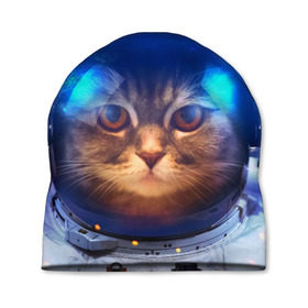 Шапка 3D с принтом Кот космонавт в Екатеринбурге, 100% полиэстер | универсальный размер, печать по всей поверхности изделия | кот | кошка | скафандр