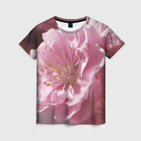 Женская футболка 3D с принтом Розовые цветы в Екатеринбурге, 100% полиэфир ( синтетическое хлопкоподобное полотно) | прямой крой, круглый вырез горловины, длина до линии бедер | девушкам | розы | цветочки | цветы