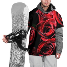 Накидка на куртку 3D с принтом Розы в Екатеринбурге, 100% полиэстер |  | алый | красный | роса | фото | цветы