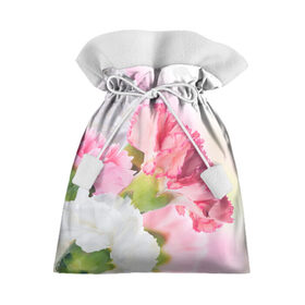 Подарочный 3D мешок с принтом Белые и розовые цветы в Екатеринбурге, 100% полиэстер | Размер: 29*39 см | лепестки | прикольные картинки | цветочки | цветы