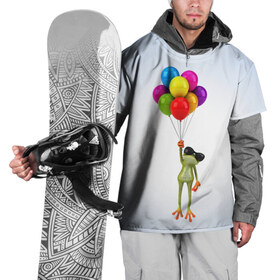 Накидка на куртку 3D с принтом Лягушка на воздушных шарах в Екатеринбурге, 100% полиэстер |  | 