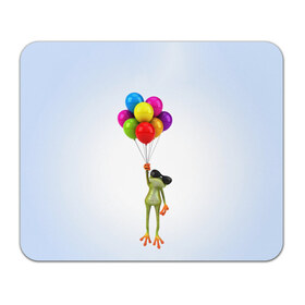 Коврик прямоугольный с принтом Лягушка на воздушных шарах в Екатеринбурге, натуральный каучук | размер 230 х 185 мм; запечатка лицевой стороны | Тематика изображения на принте: 
