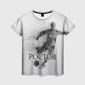 Женская футболка 3D с принтом ФК Ростов в Екатеринбурге, 100% полиэфир ( синтетическое хлопкоподобное полотно) | прямой крой, круглый вырез горловины, длина до линии бедер | 