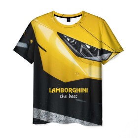 Мужская футболка 3D с принтом Lamborghini the best в Екатеринбурге, 100% полиэфир | прямой крой, круглый вырез горловины, длина до линии бедер | Тематика изображения на принте: авто | автомобиль | ламборгини
