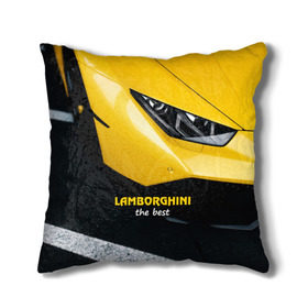 Подушка 3D с принтом Lamborghini the best в Екатеринбурге, наволочка – 100% полиэстер, наполнитель – холлофайбер (легкий наполнитель, не вызывает аллергию). | состоит из подушки и наволочки. Наволочка на молнии, легко снимается для стирки | авто | автомобиль | ламборгини