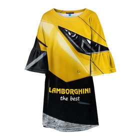 Детское платье 3D с принтом Lamborghini the best в Екатеринбурге, 100% полиэстер | прямой силуэт, чуть расширенный к низу. Круглая горловина, на рукавах — воланы | Тематика изображения на принте: авто | автомобиль | ламборгини