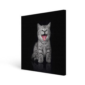 Холст квадратный с принтом Весёлый котик в Екатеринбурге, 100% ПВХ |  | кот | кошка | прикол