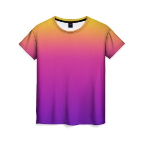 Женская футболка 3D с принтом Чёткий градиент в Екатеринбурге, 100% полиэфир ( синтетическое хлопкоподобное полотно) | прямой крой, круглый вырез горловины, длина до линии бедер | cs:go | градиент | диджей | желтый | музыка | розовый | синий | фиолетовый | чёткий