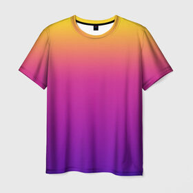 Мужская футболка 3D с принтом Чёткий градиент в Екатеринбурге, 100% полиэфир | прямой крой, круглый вырез горловины, длина до линии бедер | Тематика изображения на принте: cs:go | градиент | диджей | желтый | музыка | розовый | синий | фиолетовый | чёткий