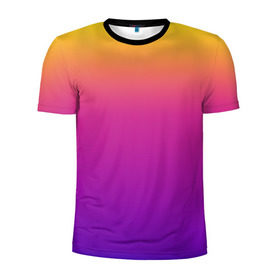 Мужская футболка 3D спортивная с принтом Чёткий градиент в Екатеринбурге, 100% полиэстер с улучшенными характеристиками | приталенный силуэт, круглая горловина, широкие плечи, сужается к линии бедра | cs:go | градиент | диджей | желтый | музыка | розовый | синий | фиолетовый | чёткий