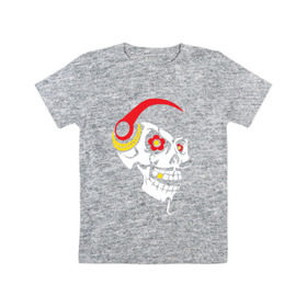Детская футболка хлопок с принтом Мексиканский череп в Екатеринбурге, 100% хлопок | круглый вырез горловины, полуприлегающий силуэт, длина до линии бедер | Тематика изображения на принте: 