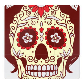 Магнитный плакат 3Х3 с принтом День мертвецов в Екатеринбурге, Полимерный материал с магнитным слоем | 9 деталей размером 9*9 см | cobwebs | color | day of the dead | dead | death | eyes | girl | holiday | makeup | mask | mexican skull | mexico | ornament | pattern | взгляд | девушка | день мертвых | макияж | маска | мексика | мексиканский череп | мертвецов | орнамент | паутина | пра